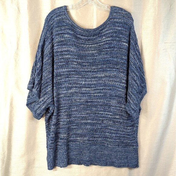 Faded Glory Blue Heather Lightweight Loose Knit Sweater Size 3X (22W-24W) Comfy - Picture 2 of 11